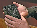 Mike holds a modern union case for a daguerreotype image