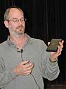 Mike Robinson holding an unusual cased device